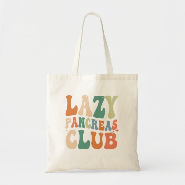 Bolsa Tote Groovy Lazy Pancreas Club Diabetes Sensibilização  (Frente)