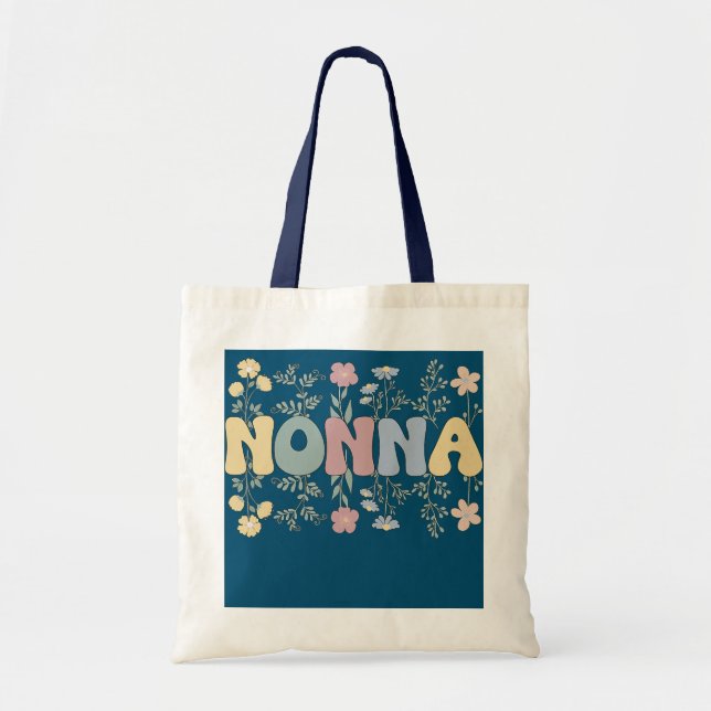 Bolsa Tote Groovy Nonna Avó Flores Nonna Avó (Frente)