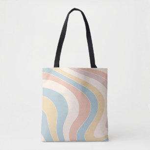 Bolsa Tote Groovy pastel retro style waves design