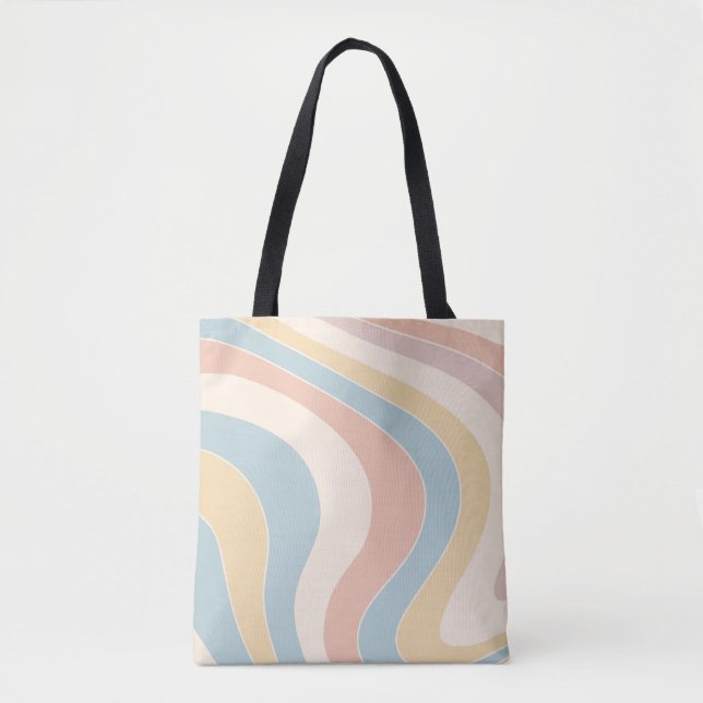 Bolsa Tote Groovy pastel retro style waves design (Frente)