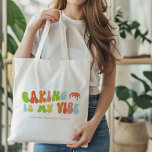 Bolsa Tote Groovy Retro Baking é minha vibe, padeiro<br><div class="desc">Ofereça esta bolsa de "Baking Is My Vibe" ao padeiro na sua vida. É um excelente presente para hobbistas e profissionais.</div>