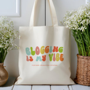Bolsa Tote Groovy Retro Blogging é My Vibe, Blog, Blogger