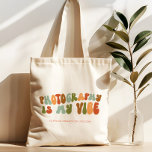 Bolsa Tote Groovy Retro Fotografia é minha visão, fotógrafo<br><div class="desc">Groovy,  bolsa do estilo 1970 para fotógrafos.</div>