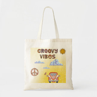 Bolsa Tote Groovy Vibes Retro Tote Bag – Colorful 70s Aesthet
