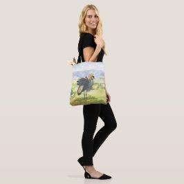 Bolsa Tote Grua-De-Cinza Graciosa Pintada À Mão