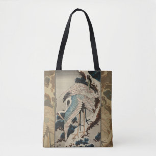 Bolsa Tote Gruas em Pine Hokusai coberto de neve