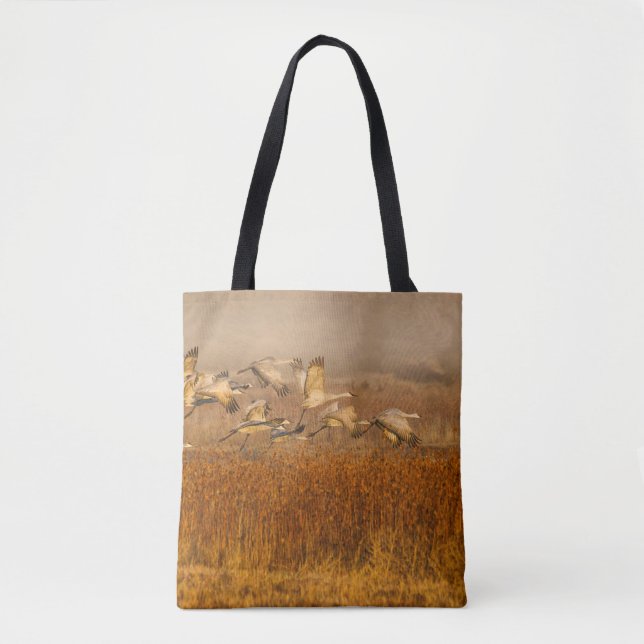 Bolsa Tote Gruas sobre um campo de ouro (Frente)