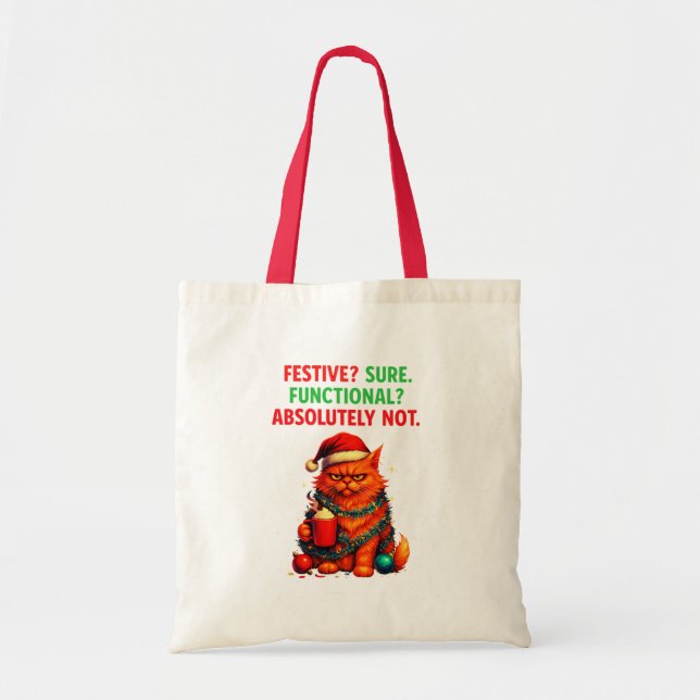 Bolsa Tote Grumpy Cat's Christmas Spirit: Festive but NOT Fun (Frente)