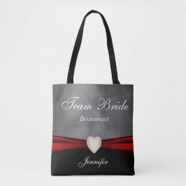 Bolsa Tote Grunge Black, Cinza e Red Team Bride