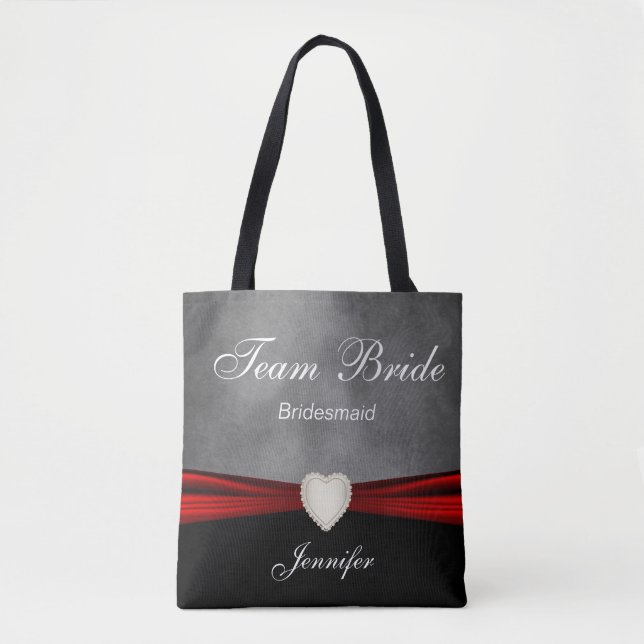 Bolsa Tote Grunge Black, Cinza e Red Team Bride (Frente)