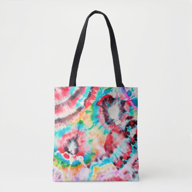 Bolsa Tote Grunge Duro Vermelho. Shibori Pattern. Ouro Brush  (Frente)