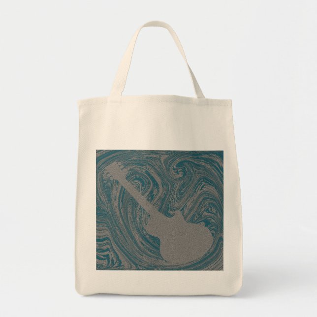 Bolsa Tote Grunge Guitar Bag, Turquoise (Frente)