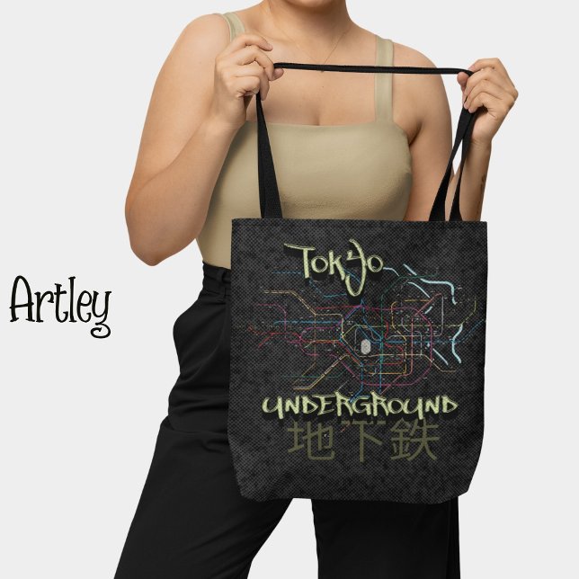 Bolsa Tote Grunge Y2K Tokyo Subway Map Japan Traveler (Criador carregado)