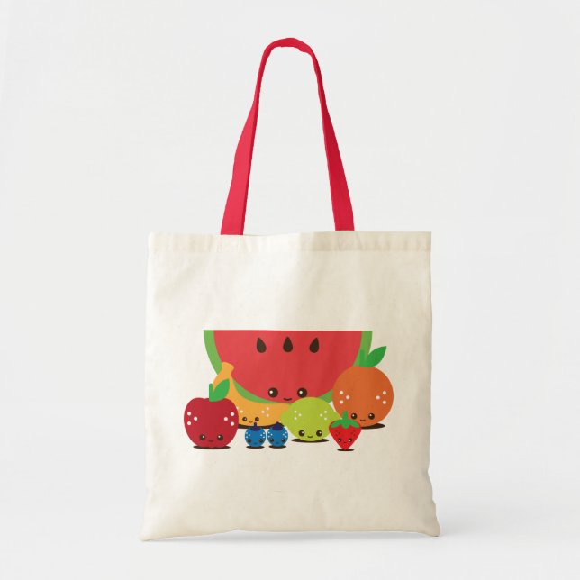 Bolsa Tote Grupo de Frutas Kawaii (Frente)