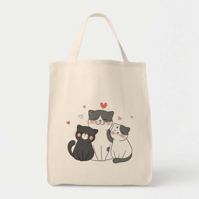Bolsa Tote grupo de gatos bonitos | design de amante de gatos (Frente)