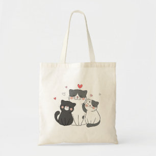 Bolsa Tote grupo de gatos bonitos   design de amante de gatos