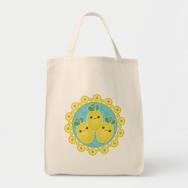 Bolsa Tote Grupo fresco da sacola de Kawaii dos limões (Frente)