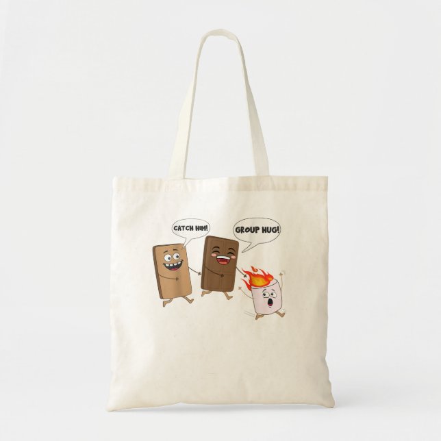 Bolsa Tote Grupo Hug Funny Smores Chocolate Marshmallow Campi (Frente)
