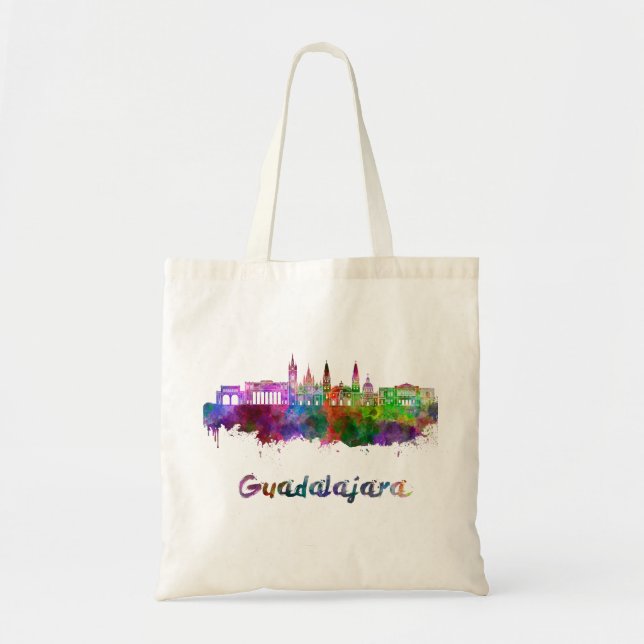 Bolsa Tote Guadalajara skyline in watercolor (Frente)