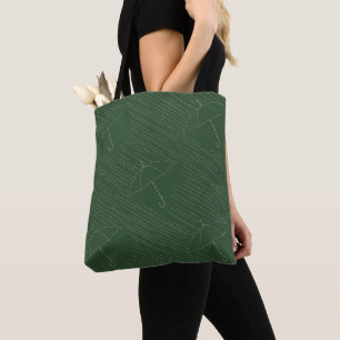 Bolsa Tote Guarda-chuva Costura Embroiderada Falsa Verde