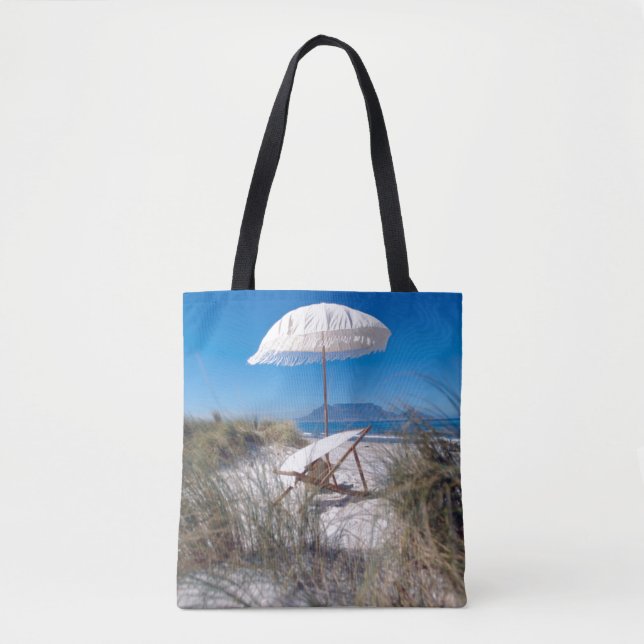 Bolsa Tote Guarda-chuva e cadeira na praia (Frente)