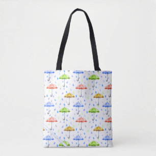 Bolsa Tote Guarda-chuvas Coloridos e Quedas de Chuva Caem