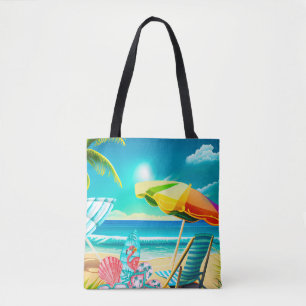Bolsa Tote Guarda-chuvas de praia de verão, prancha de surfe
