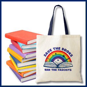 Bolsa Tote Guarde os livros e bane os fascistas contra a cens