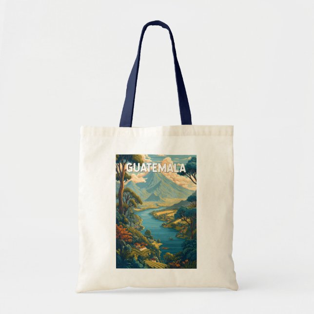 Bolsa Tote Guatemala - Ilustração - Viagem Art Vintage (Frente)