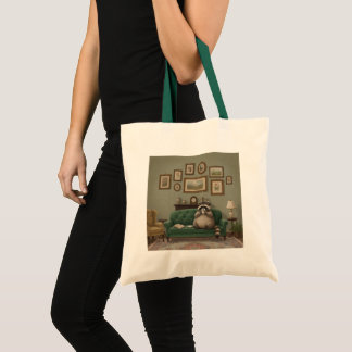 Bolsa Tote Guaxinim bebendo café no sofá 