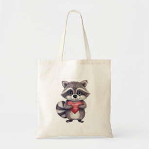 Bolsa Tote guaxinim colorido agudo com coração