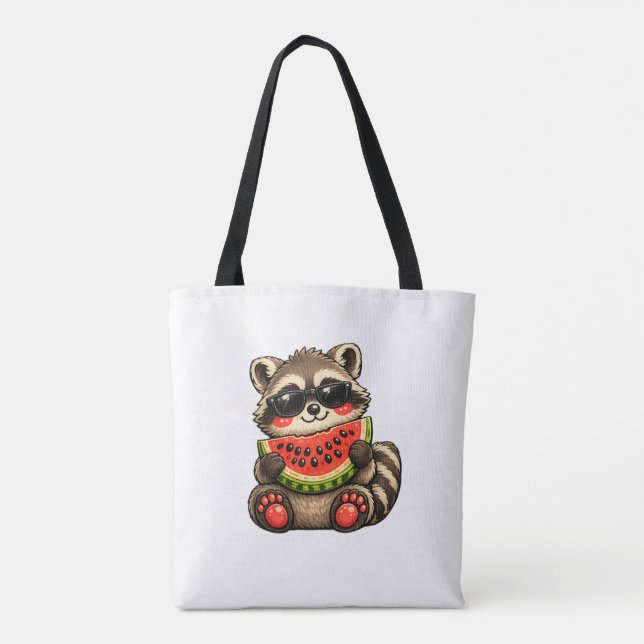 Bolsa Tote Guaxinim Fofo com Melancia (Verso)