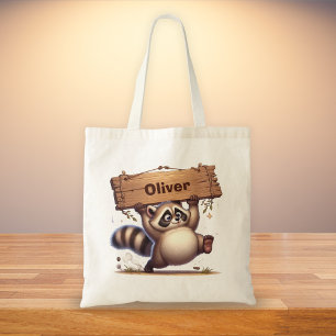 Bolsa Tote Guaxinim Gorducho com Placa de Nome Personalizável
