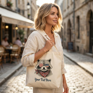 Bolsa Tote Guaxinim Patriótico 4 de Julho Bandeira dos EUA