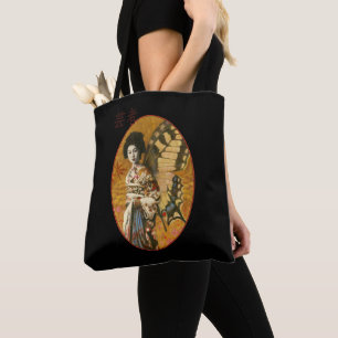 Bolsa Tote Gueixa japonesa por todo o lado na sacola do