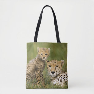 Bolsa Tote Guepardo, Acinonyx jubatus, com filhote
