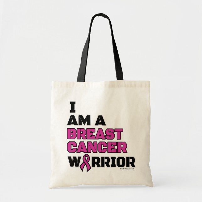 Bolsa Tote Guerreiro/Bloqueio/Eu sou... Cancer da Mama (Frente)
