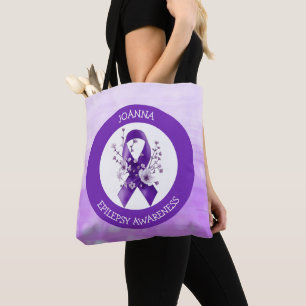 Bolsa Tote Guerreiro da Epilepsia Laço de Conscientização R
