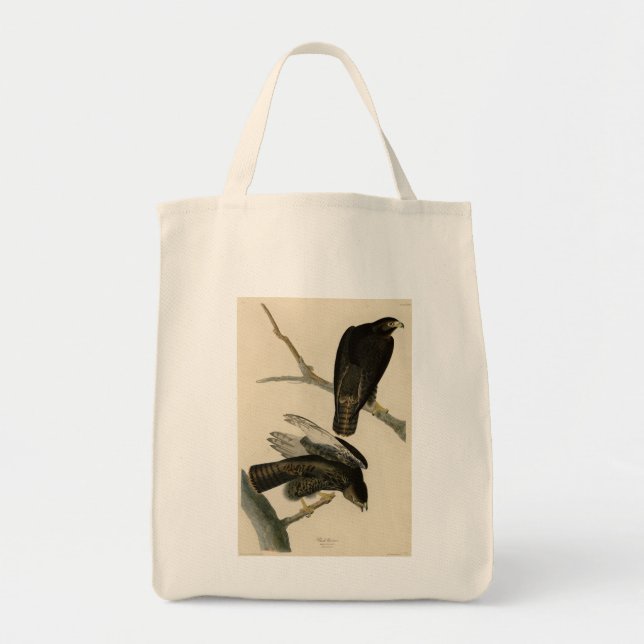 Bolsa Tote Guerreiro Negro (Falcão de cauda vermelha) de Aves (Frente)