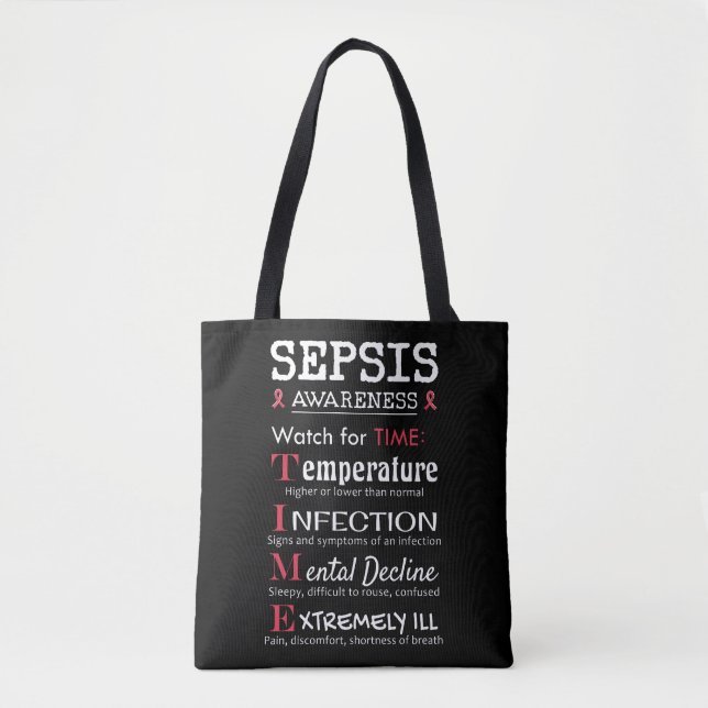 Bolsa Tote Guia do Tempo do Sepsis Awarness Watch for TIME (Frente)