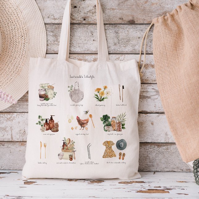 Bolsa Tote Guia Eco de Estilo de Vida Sustentável | Zero Resí (Criador carregado)