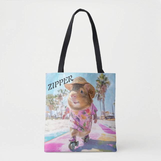 Bolsa Tote Guinea Pig Zipper In Pink With Style & Sass  (Frente)