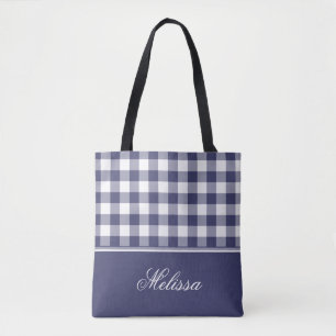 Bolsa Tote Guingão dos azuis marinhos personalizado