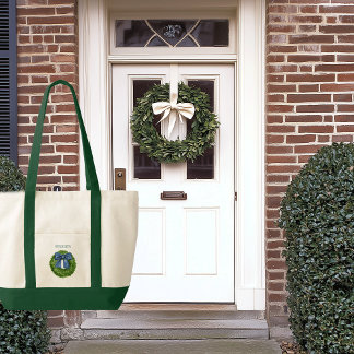 Bolsa Tote Guirlanda de buxo com laço azul Contraste de acaba