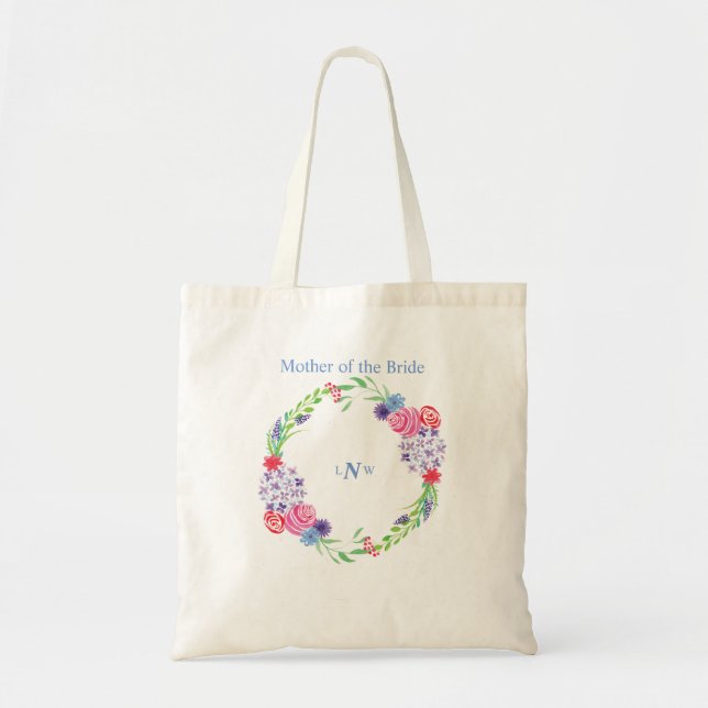 Bolsa Tote Guirlanda de Flores com Monograma - (Frente)