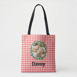 Bolsa Tote Guirlanda de Natal Atemporal Personalizada com Fot