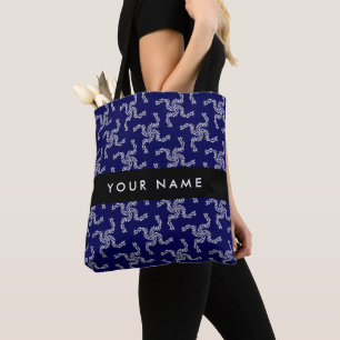 Bolsa Tote Guirlanda de Natal, Azul, Seu nome, Personalizar