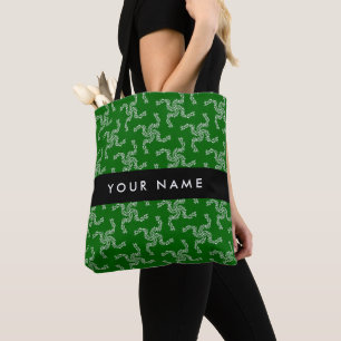 Bolsa Tote Guirlanda de Natal, Verde, Seu nome, Personalizar