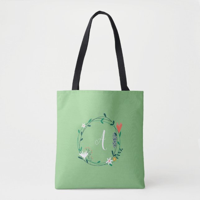 Bolsa Tote Guirlanda Floral de Primavera Fresca Personalizada (Frente)