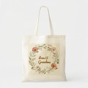 Bolsa Tote Guirlanda Floral Personalizada para Avó
